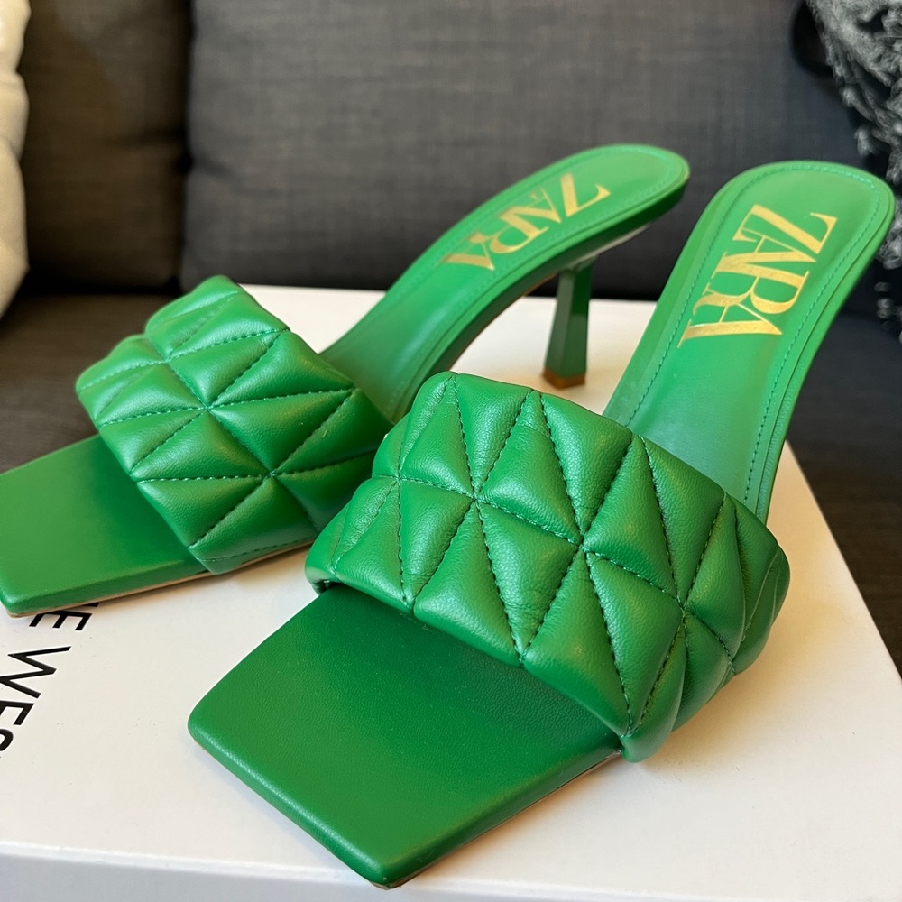 Zara quilted heeled mules- gently worn